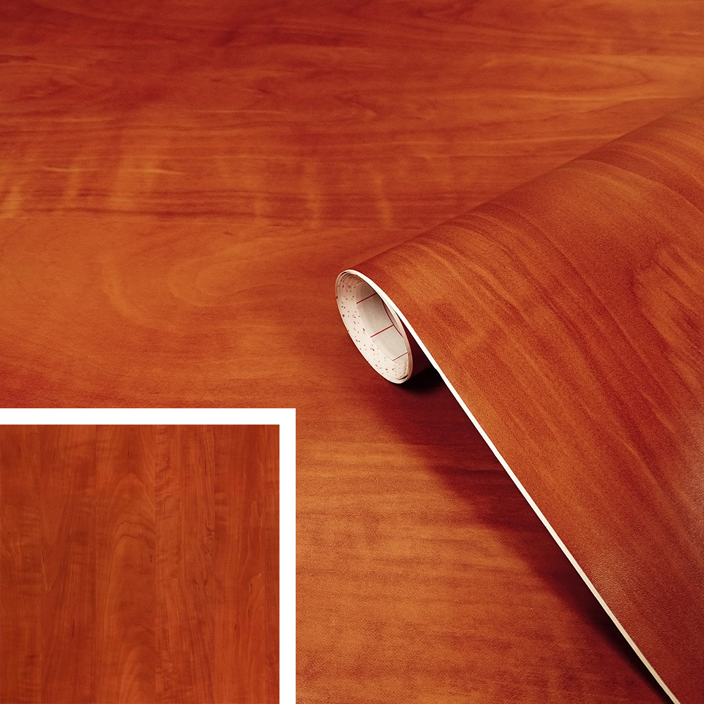 Revêtement adhésif imitation bois de bouleau lasuré foncé pour porte,  meuble, plan de travail